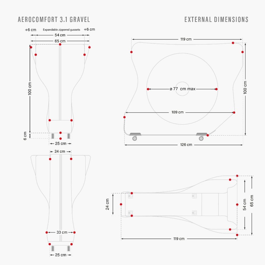 Scicon Aerocomfort 3.1 Gravel — buitenafmetingen